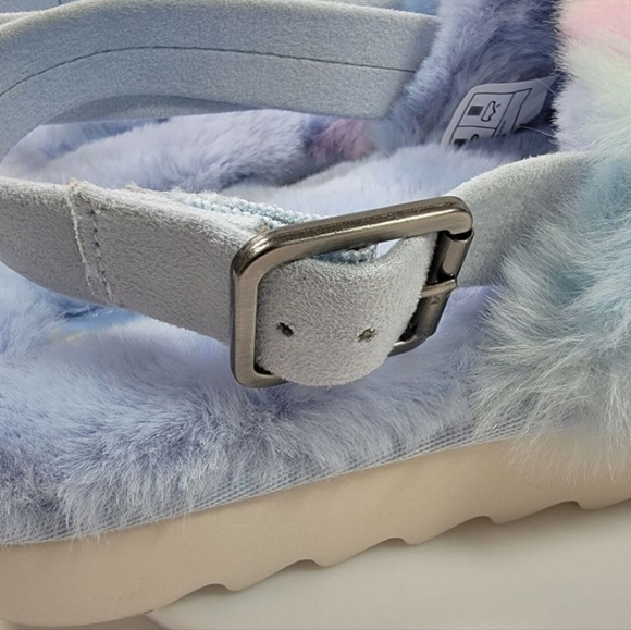 💐EUC Koolaburra by UGG Fuzz'd Out Pastel Sling Backs Fuzzy Slippers, Multicolor - Picture 7 of 13